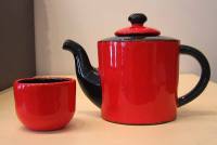 Red and Black Teapot Set